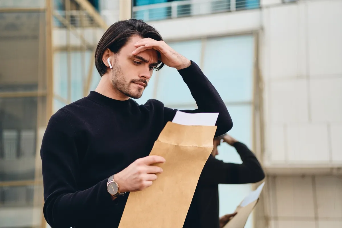 Homme inquiet par un test psychotechnique raté