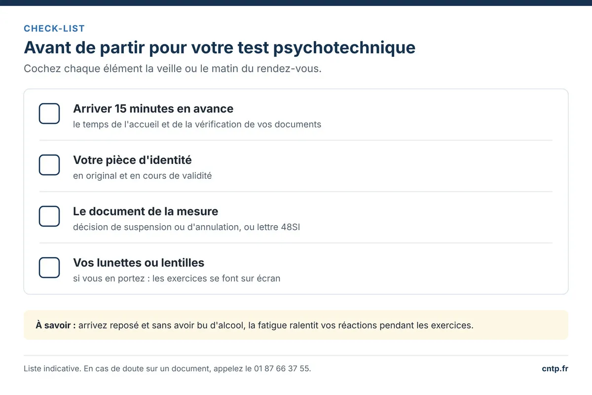 Check-list des documents et conseils pour le jour du test psychotechnique